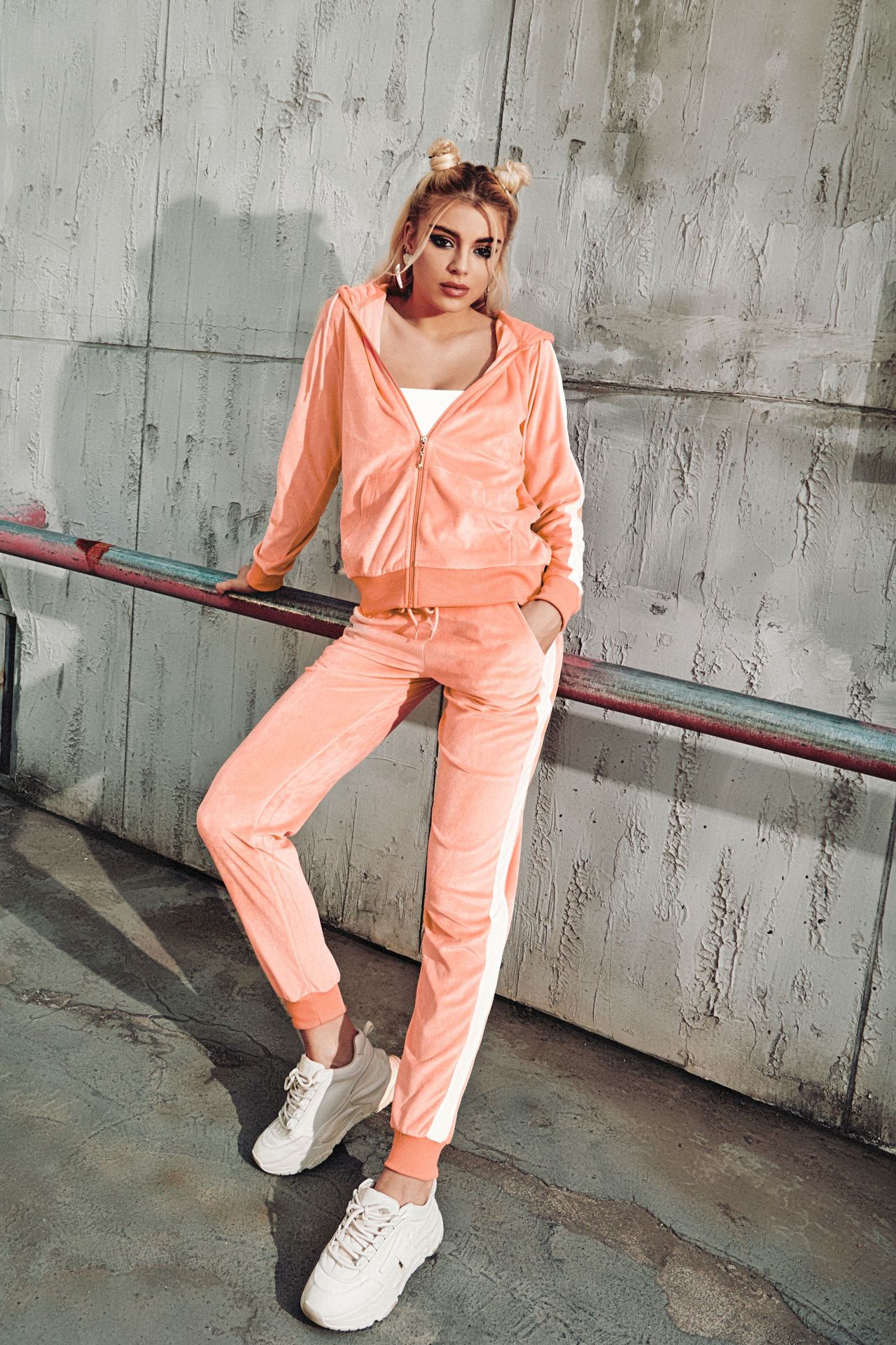 Velvet Long-Sleeve Womens Casual Sports Suit