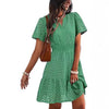 Womens Hollow-out Lace Short-sleeve Dress