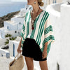Loose-fit Batwing Sleeve Striped Top T-shirt