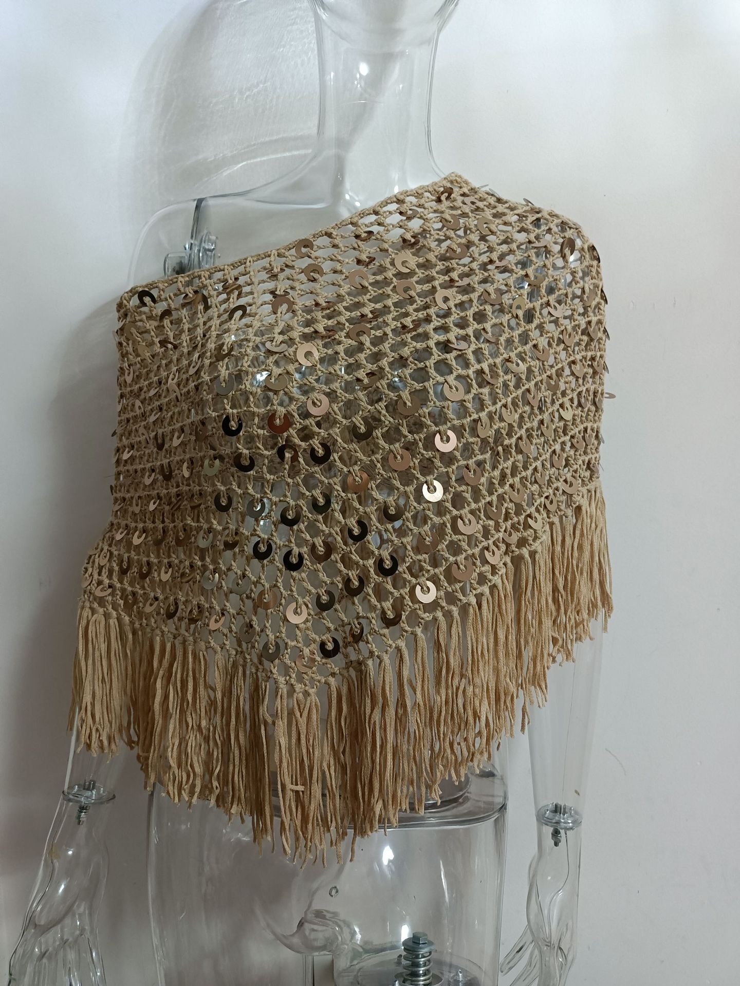 European And American Handmade Sequin-Embroidered Triangle Scarf Shawl Cloak