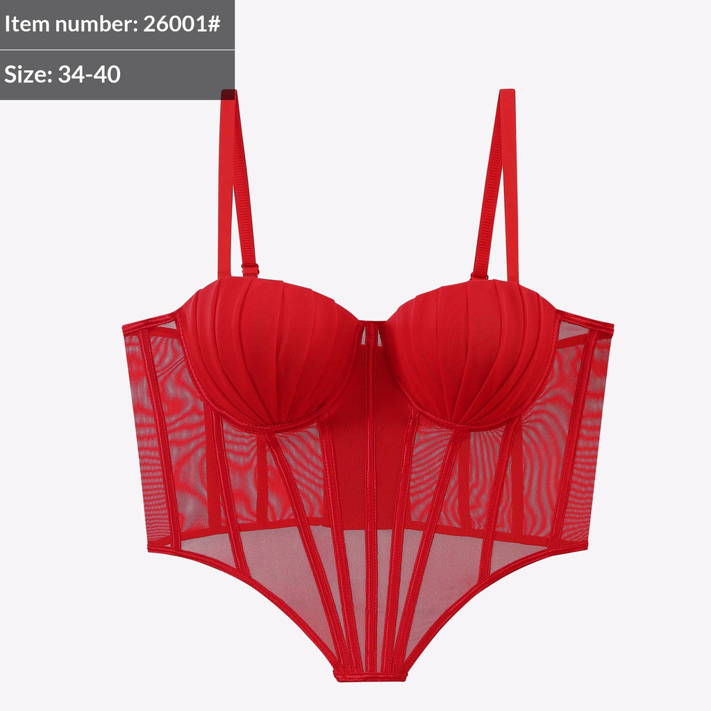 Strapless Pleated-cup High-end Fishbone Corset