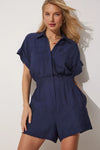 Workwear Jumpsuit Loose-fitting Figure-flattering Made Of Cotton And Linen