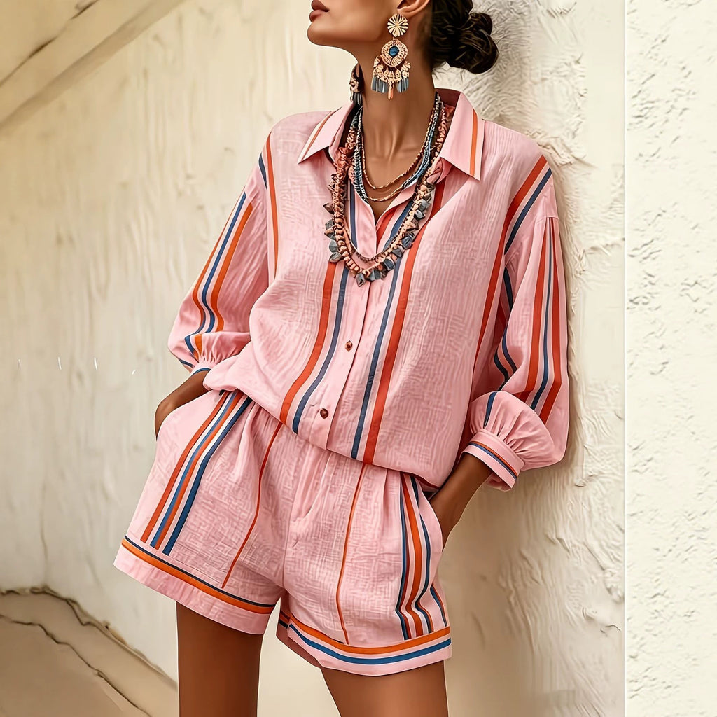 Printed Casual Shirt And Shorts Two-piece Set