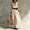 Turn-down Collar Long Sleeveless Dress