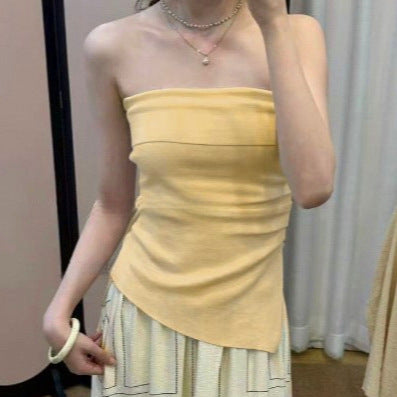 Sleeveless Solid-Color Tube Top Vest For Women