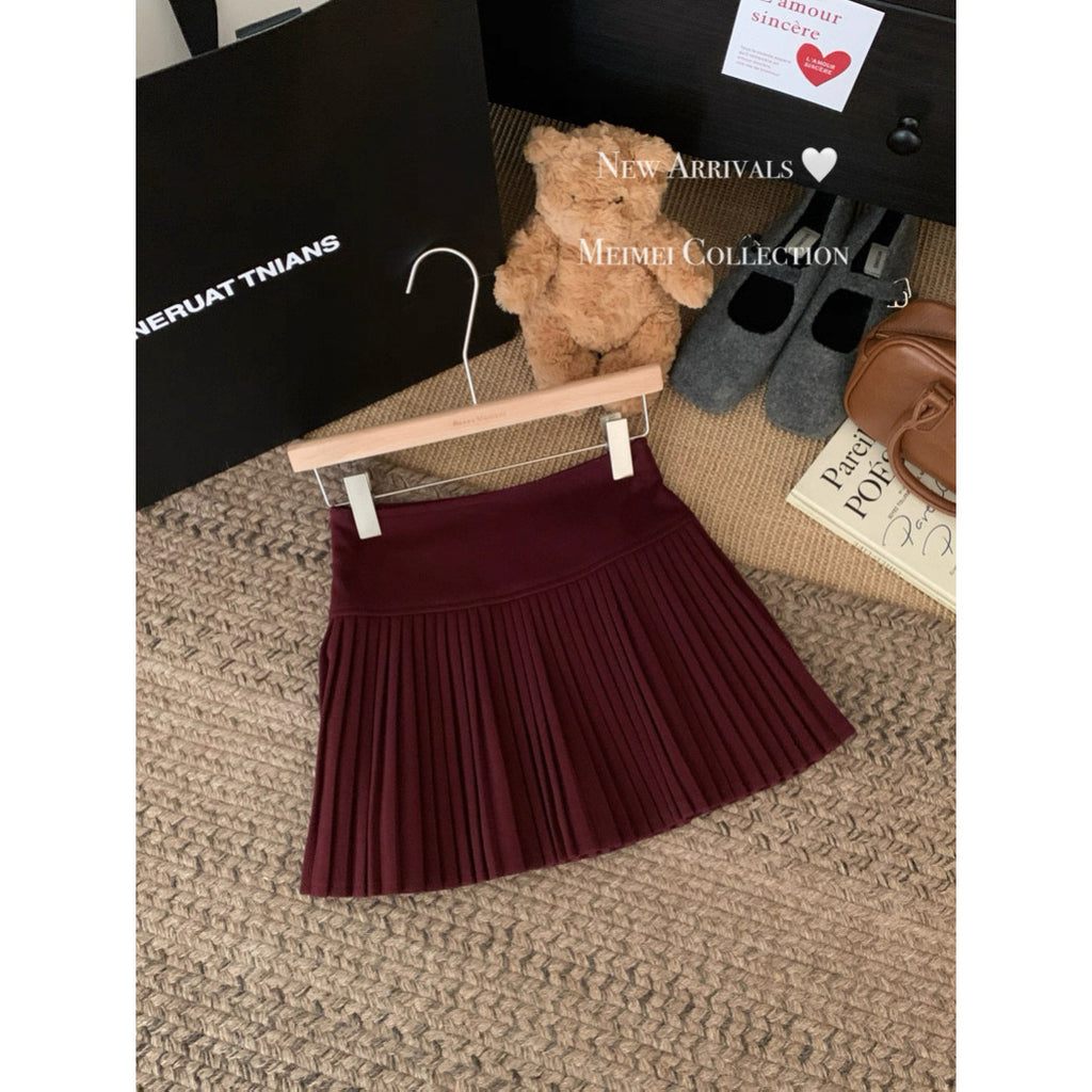 High-waisted Pleated A-line Loose Casual Short Skirt