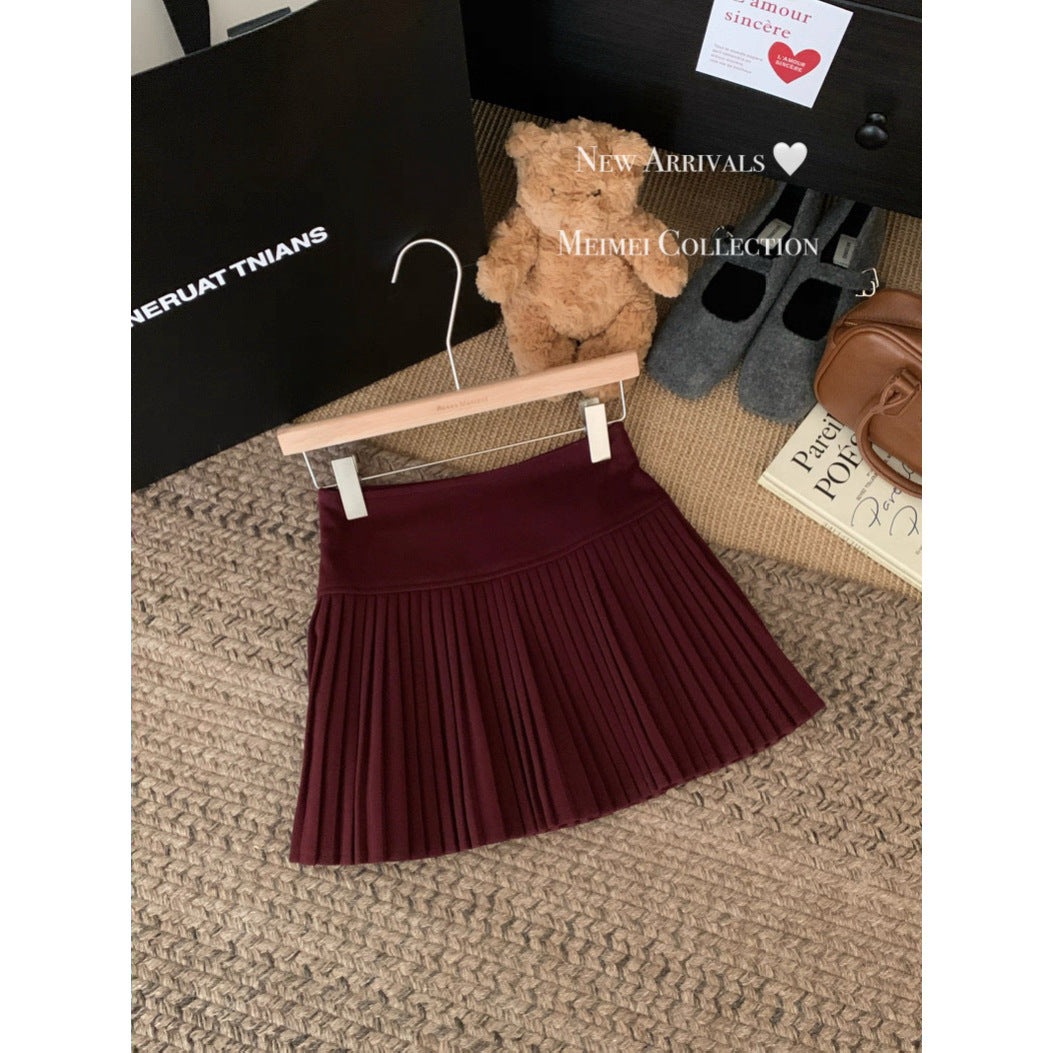 High-waisted Pleated A-line Loose Casual Short Skirt