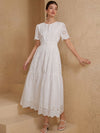 Women's Hollow-Out Embroidered Short-Sleeve Dress