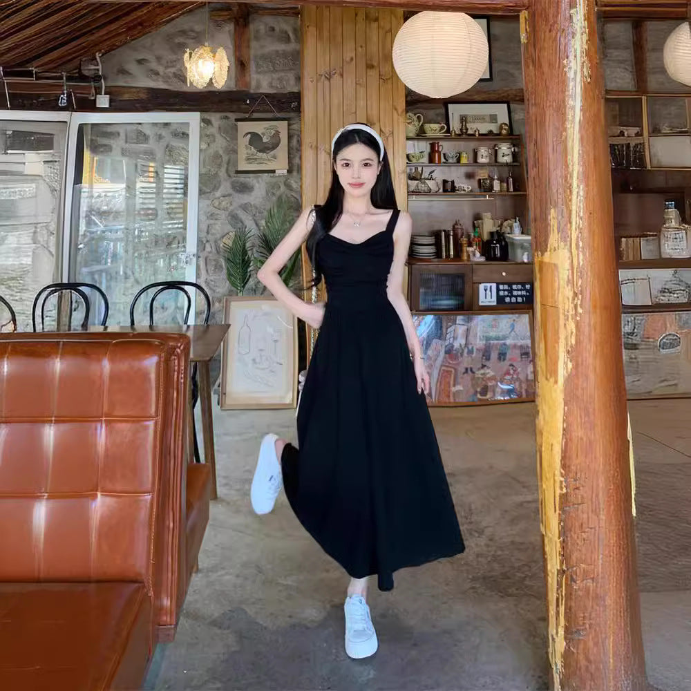 Womens Retro Defined Waist Plus-Size Strap Sleeveless Dress