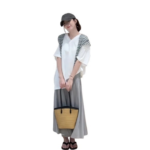 Loose-fitting Fashion Top And Skirt Two-piece Set