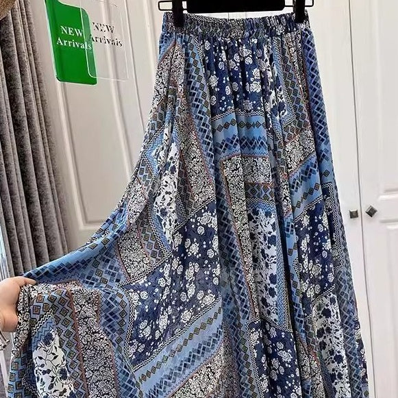 Plus-size Ethnic-style Floral French-style Skirt
