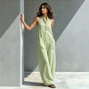Fashionable Loose V-Neck Long Striped Jumpsuit