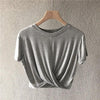 Knotted Cropped Loose-fitting Sporty Casual T-shirt