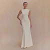Round-neck Figure-hugging Slimming Backless Bandage Fishtail Dress