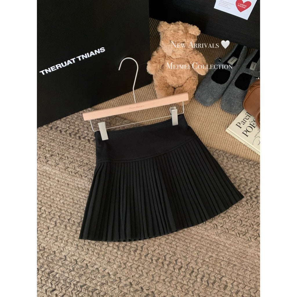 High-waisted Pleated A-line Loose Casual Short Skirt