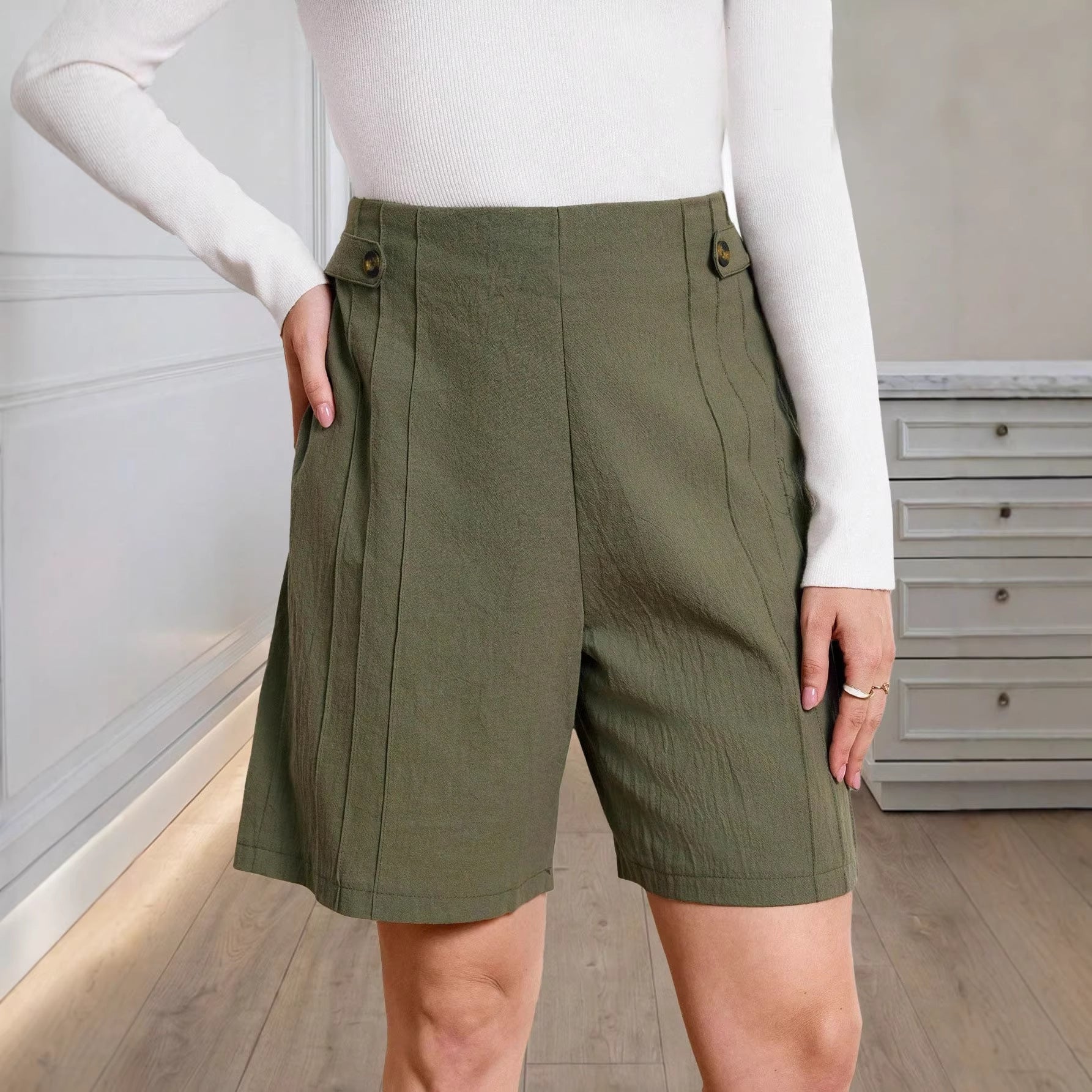 Women's Cotton-Linen Texture Casual Shorts