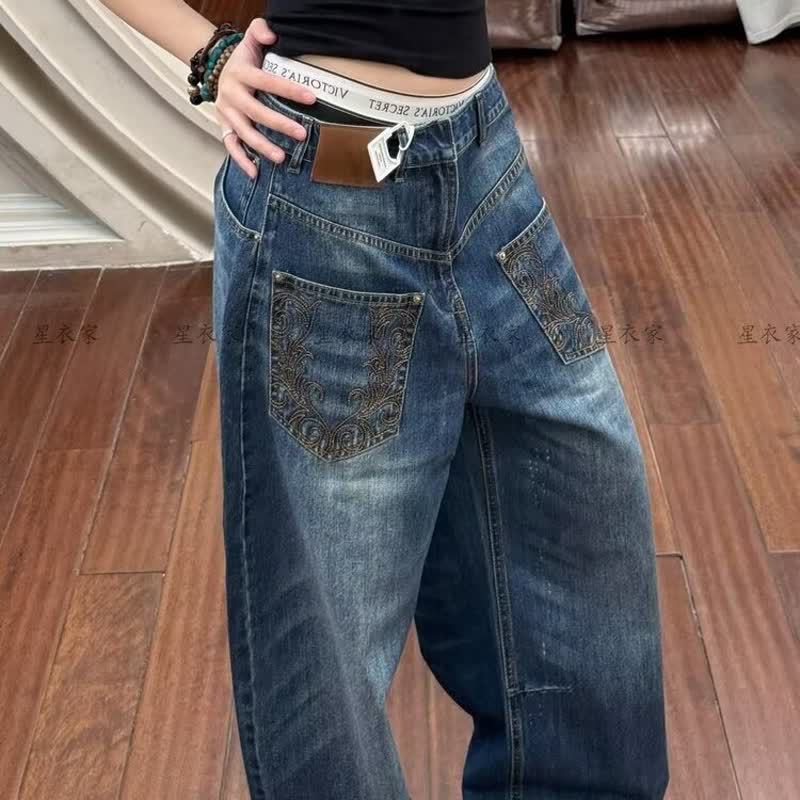 Straight-leg Retro American High-street Casual Pants