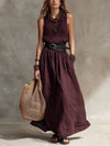 Turn-down Collar Long Sleeveless Dress