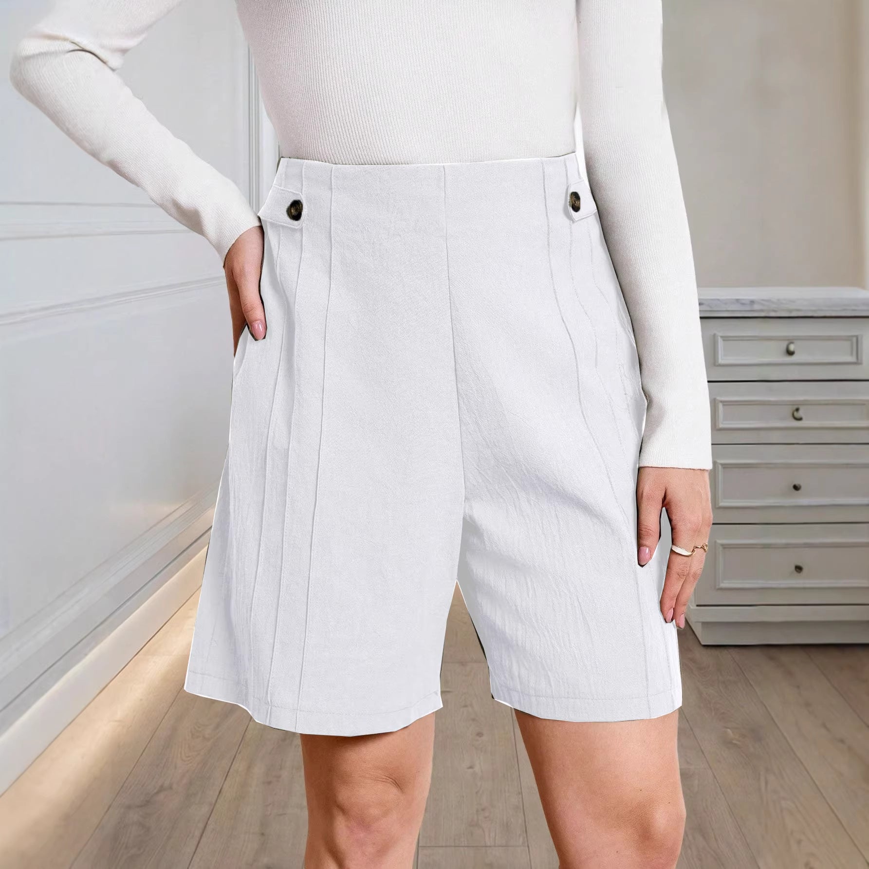 Women's Cotton-Linen Texture Casual Shorts