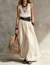 Turn-down Collar Long Sleeveless Dress