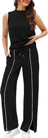 Sleeveless Tank Top And Wide-Leg Pants Two-Piece Womens Casual Sportswear Set