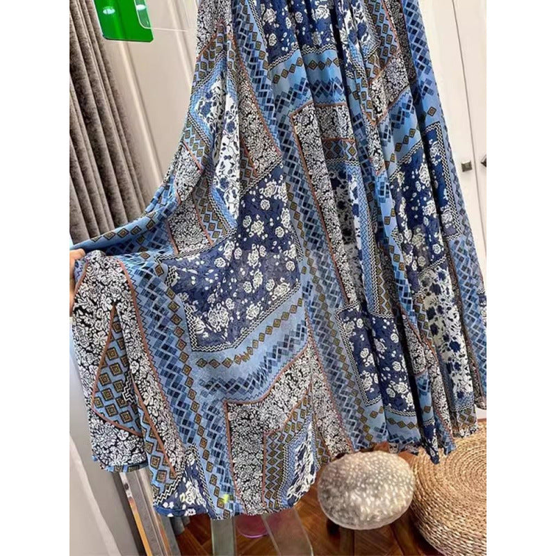 Plus-size Ethnic-style Floral French-style Skirt