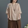 Summer Ethnic Style Embroidered Plus-Size Loose Fit Artistic Vintage Chinese Style T-Shirt