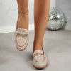 Stitched Solid-Colored Womens Flat Loafers