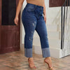 Womens High-Waist Straight-Leg Ripped Stretch Jeans