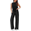 Sleeveless Tank Top And Wide-Leg Pants Two-Piece Womens Casual Sportswear Set