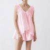 French-style Instagram Inspired New Sleeveless Hollow Out Backless Ruffled V Neck Pajama Set