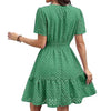 Womens Hollow-out Lace Short-sleeve Dress
