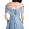 Off-shoulder Blue Evening Gown Womens Elegant French-style For Banquets