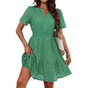 Womens Hollow-out Lace Short-sleeve Dress