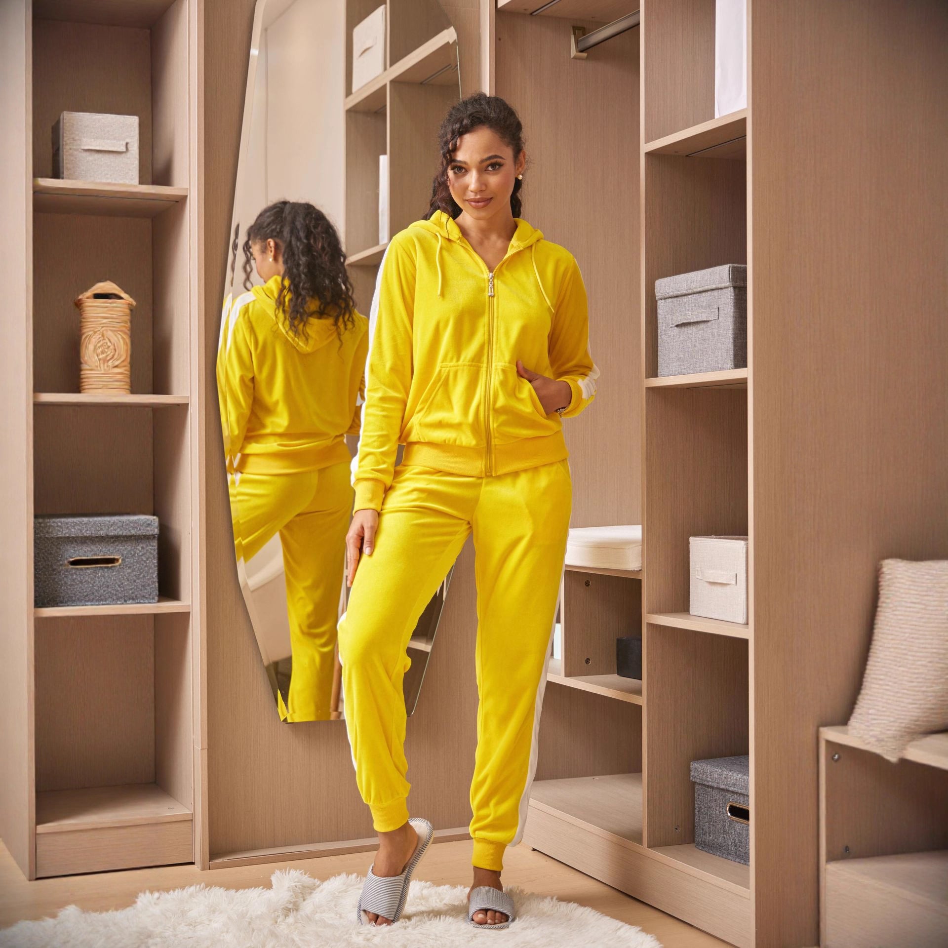 Velvet Long-Sleeve Womens Casual Sports Suit