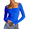 Square Neck Milk Silk Pullover Long Sleeves