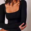 Square Neck Milk Silk Pullover Long Sleeves