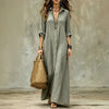 Shirt-collar Floor-length Casual Simple Long Dress