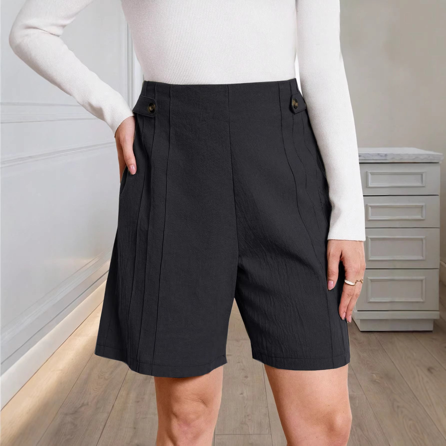 Women's Cotton-Linen Texture Casual Shorts