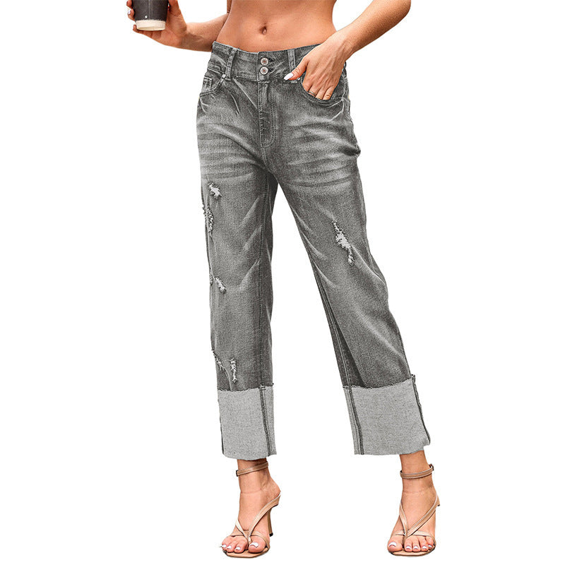 Harun Ankle-bite Ripped Cropped Pants For Women
