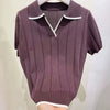 European And American-style Knitted Short-sleeve Casual Tops For Summer