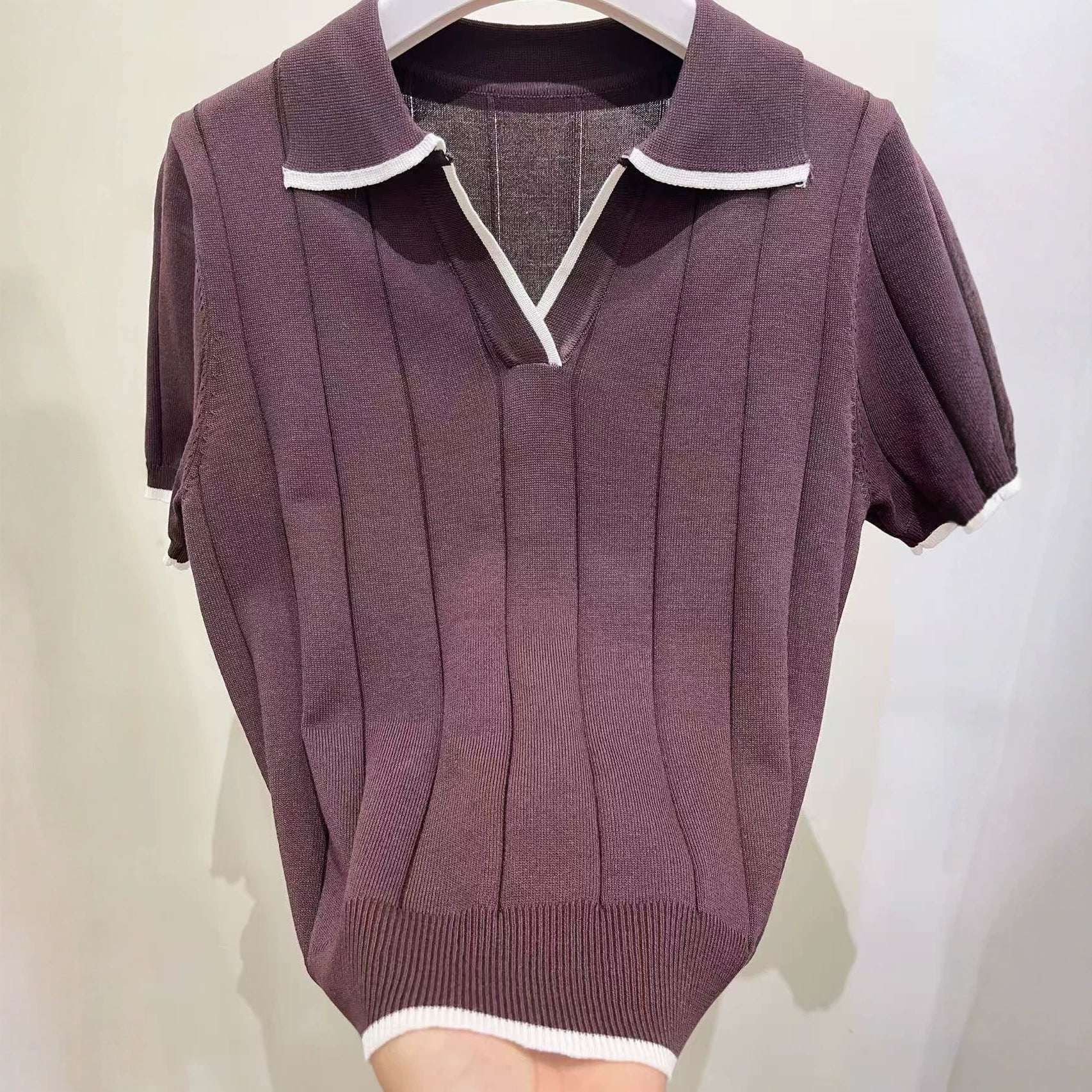 European And American-style Knitted Short-sleeve Casual Tops For Summer