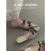 Women's Closed Toe Mules, Sweet Pointed Toe Bow Polka Dot Wedge Slippers 2026 New Elegant Casual Shoes