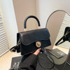 Spring Womens Commuter Light-Luxury Solid-Colored Crossbody Bag With Lock Closure