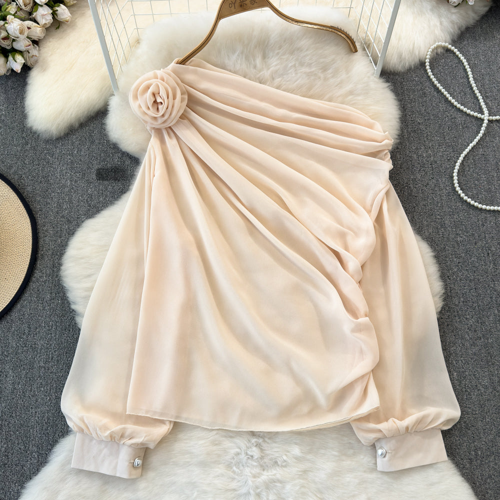 Loose-fitting Figure-flattering Chiffon Blouse For Women