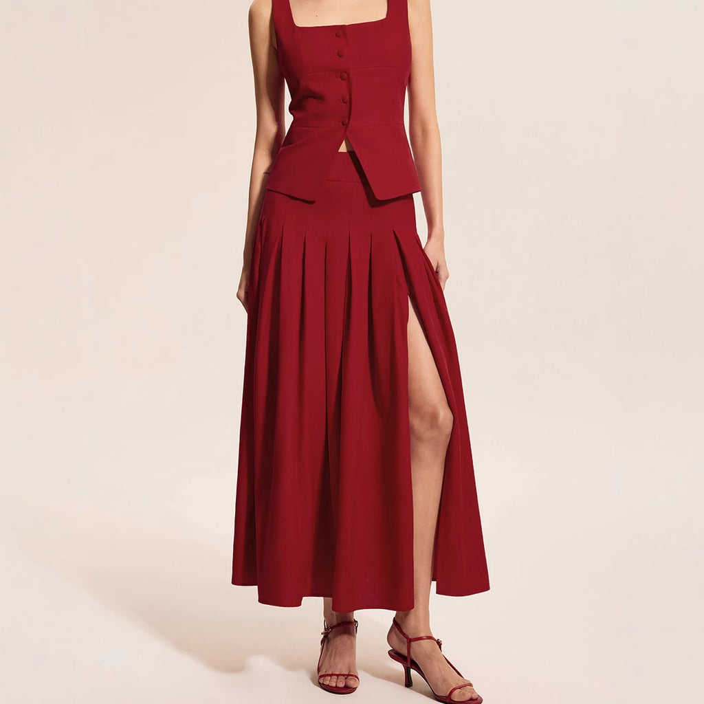 Large A-line Hem Slit Skirt Suitable For Both Work And Casual Wear