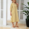 V-neck Striped Dress-shirt Skirt Thats Slimming And Relaxed-fit