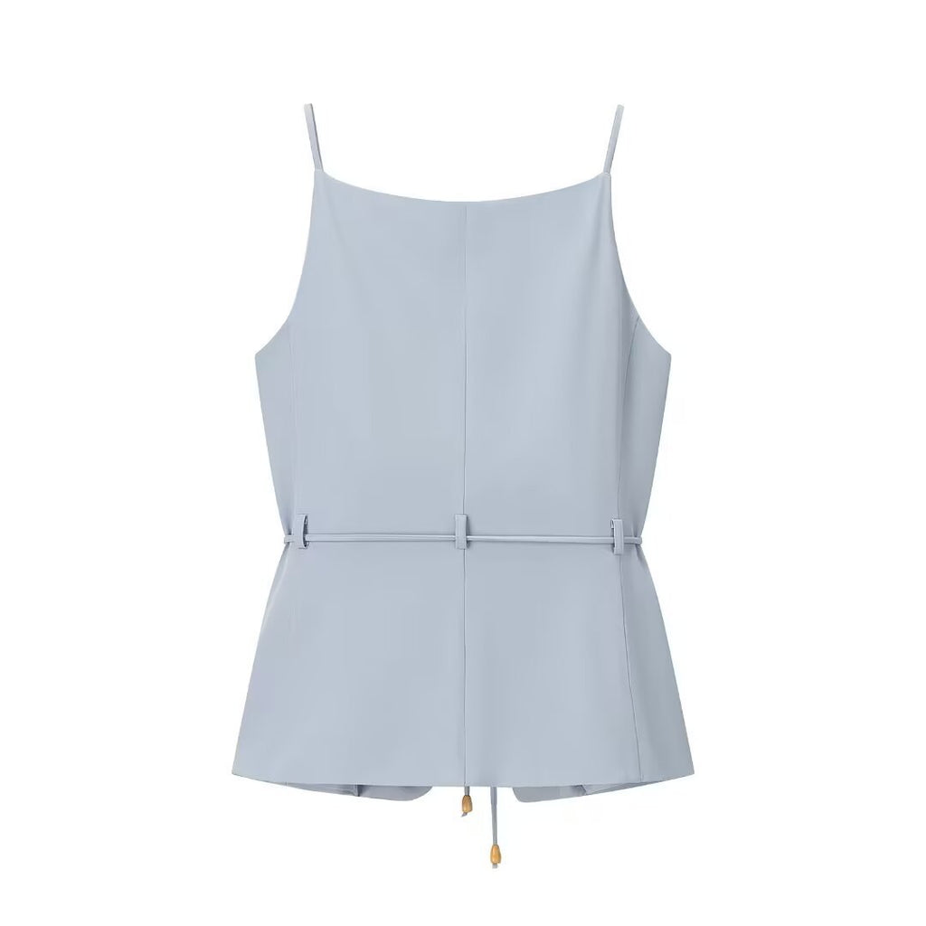 Western-style Trendy Beaded Belt Vest With High-waisted Straight-leg Pants