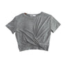 Knotted Cropped Loose-fitting Sporty Casual T-shirt