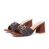 New Style Chunky-heeled Square-toe Slip-on Fashionable European And American-style Sandals